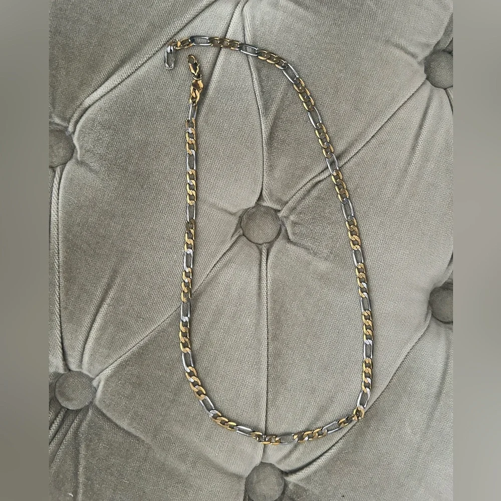 Gold and Silver Tone Chain Link Costume Jewelry Necklace Lobster Claw Clasp